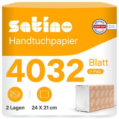 HiCycle Papierhandtücher V-Falz 2-lagig – 4.032 Blatt – 24 × 21 cm