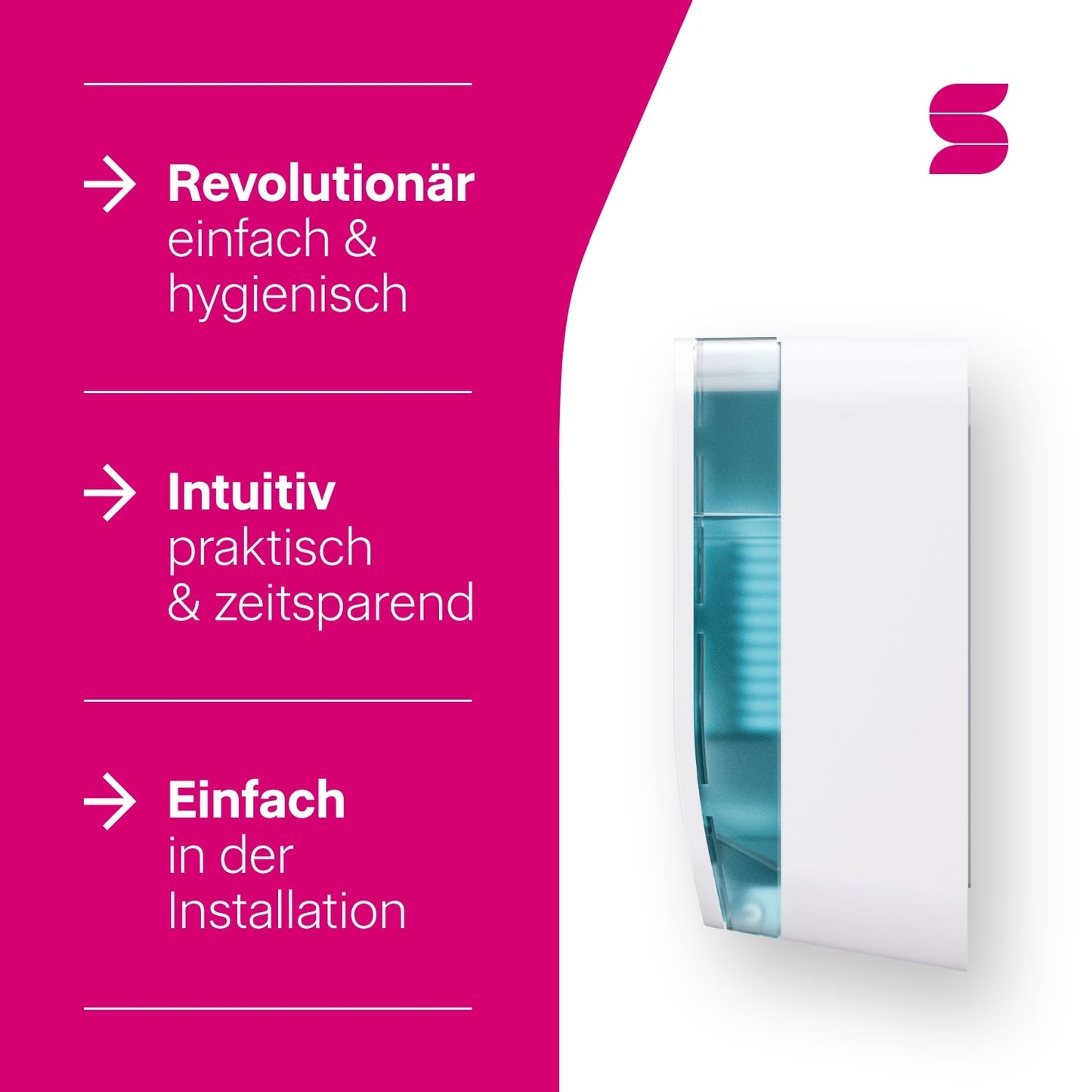 HYGINITY FemCare-Spender 3-in-1 – Binden, Tampons & Hygienebeutel – weiß, schwarz oder pink