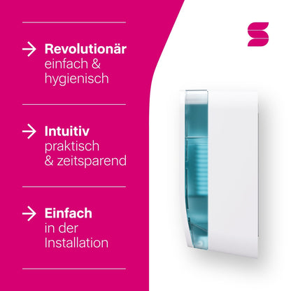 HYGINITY FemCare-Spender 3-in-1 – Binden, Tampons & Hygienebeutel – weiß, schwarz oder pink