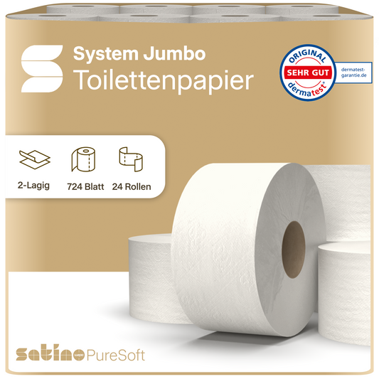 PureSoft Toilettenpapier System-Großrollen 2-lagig – 100 m je Rolle