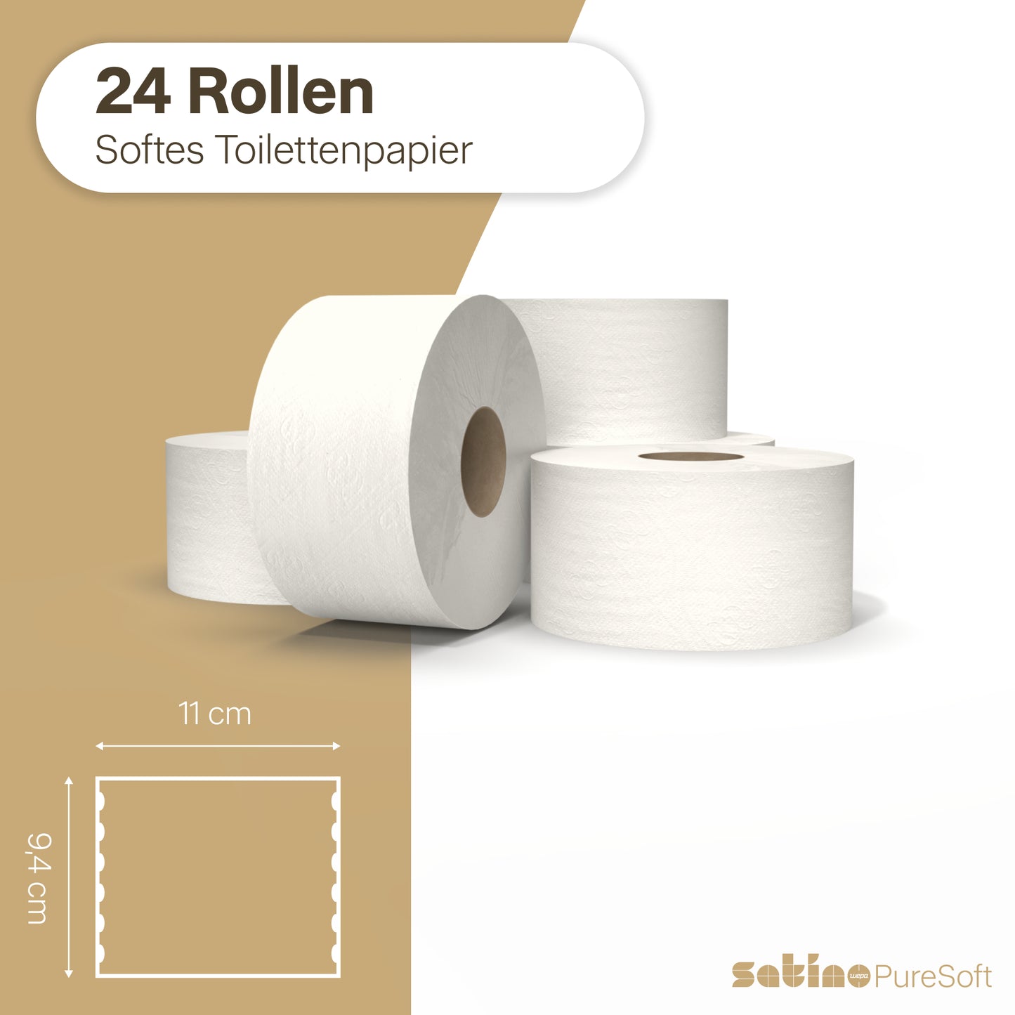 PureSoft Toilettenpapier System-Großrollen 2-lagig – 100 m je Rolle
