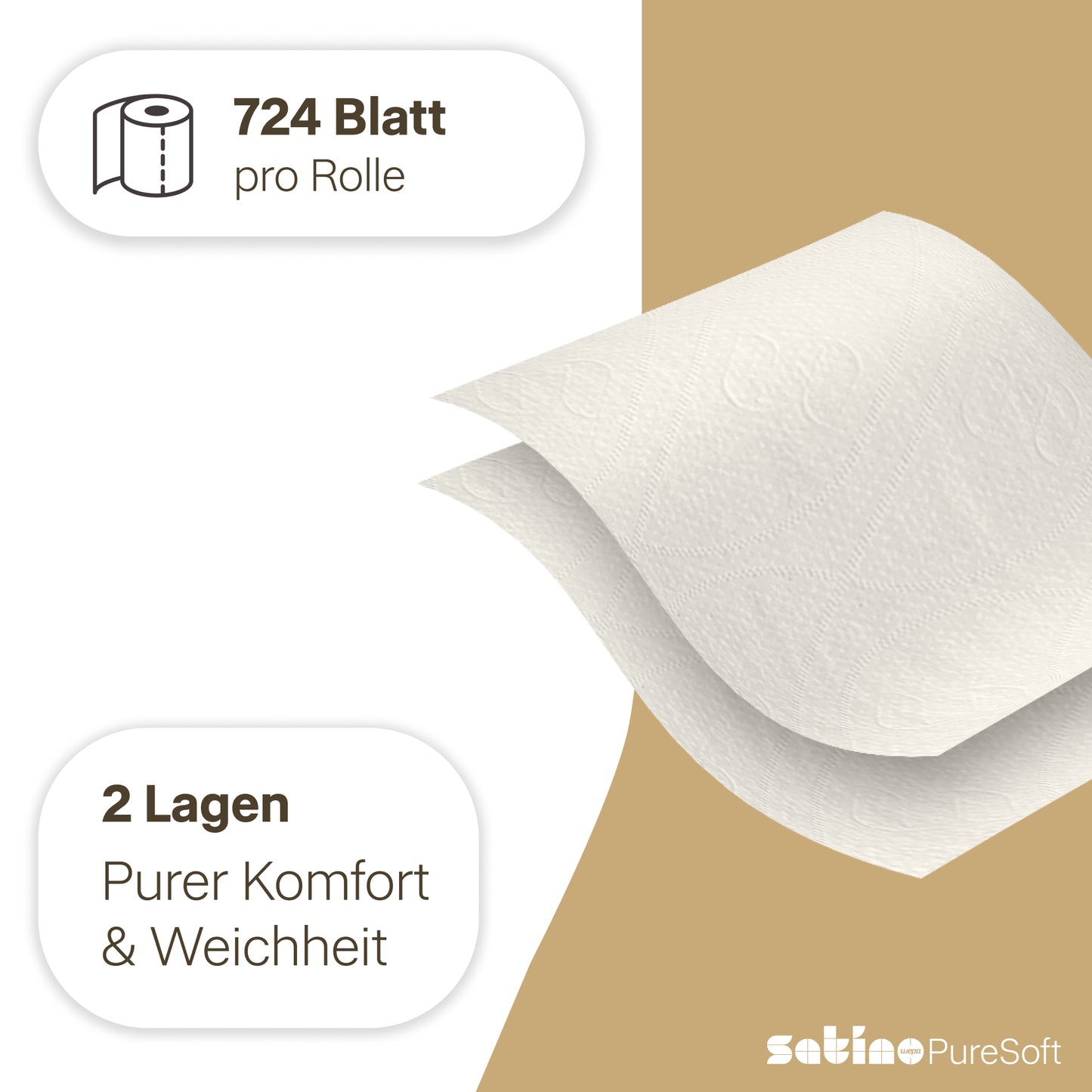 PureSoft Toilettenpapier System-Großrollen 2-lagig – 100 m je Rolle