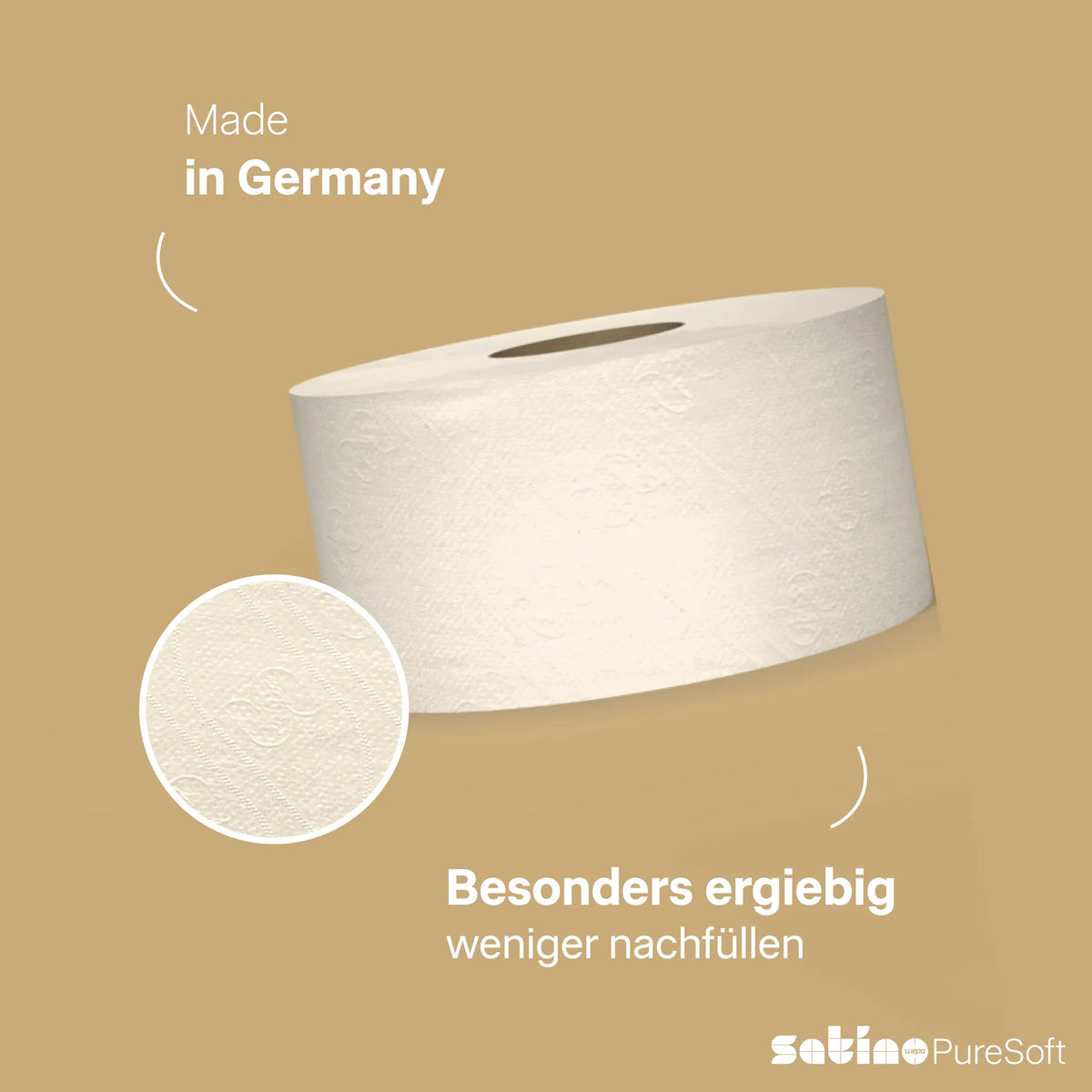 PureSoft Toilettenpapier System-Großrollen 2-lagig – 180 m je Rolle
