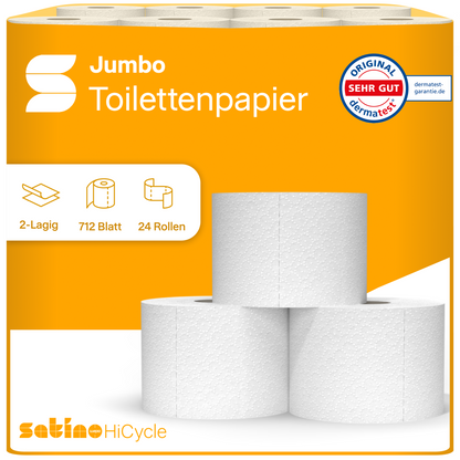HiCycle Toilettenpapier Großrollen 2-lagig – 24 Rollen à 100 m