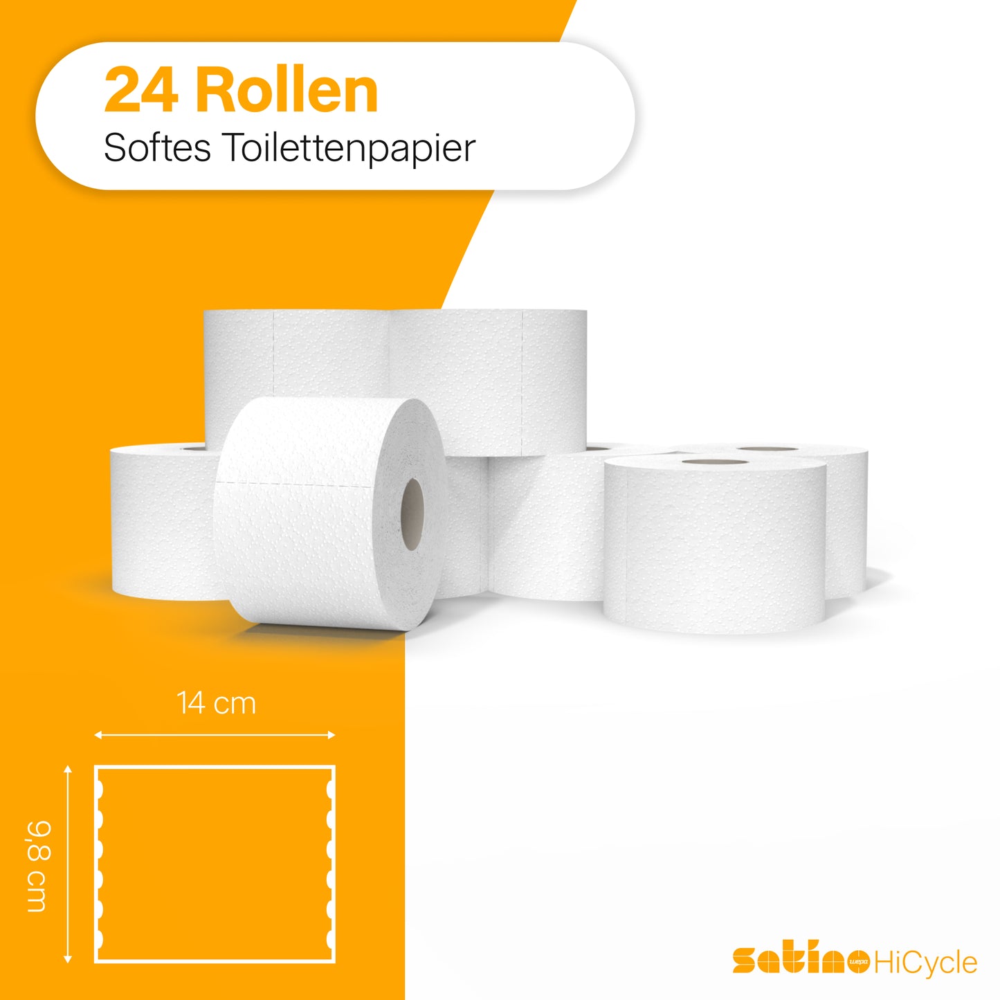 HiCycle Toilettenpapier System-Großrollen 2-lagig – 24 Rollen à 100 m