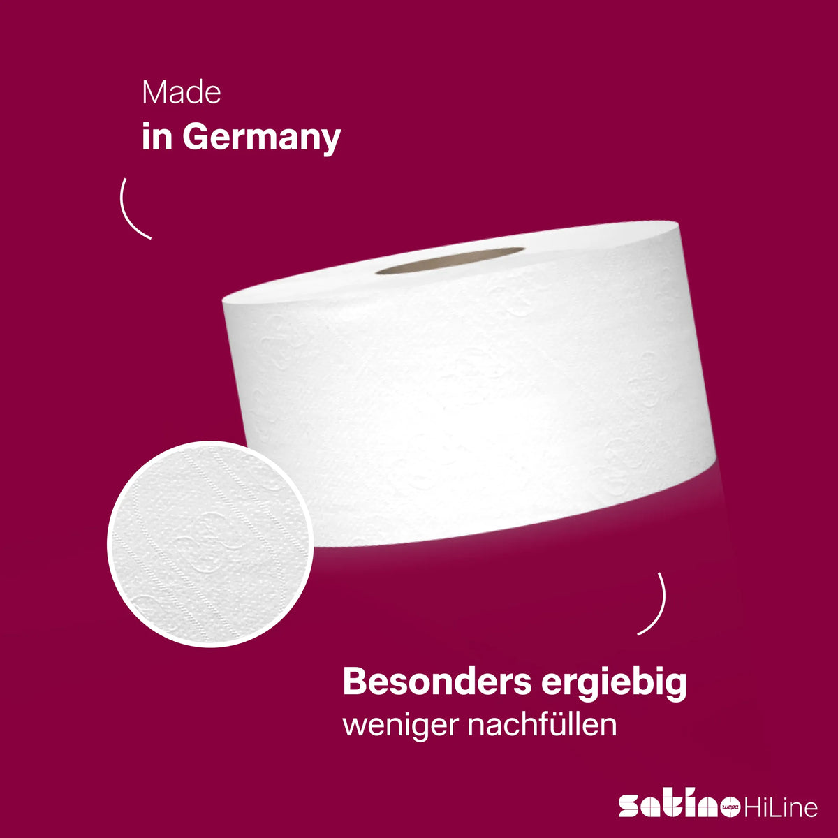 HiLine Toilettenpapier System-Großrollen 2-lagig – 180 m je Rolle