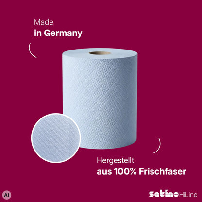 HiLine Putzrollen blau 2-lagig – 2 Rollen à 1.000 Blatt – 36,5 × 35 cm