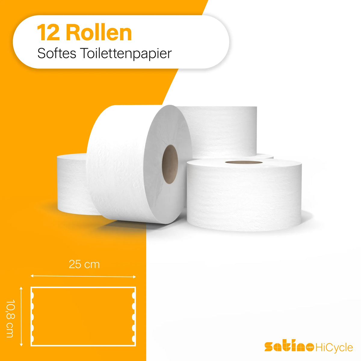 HiCycle Toilettenpapier System-Großrollen 2-lagig – 180 m je Rolle