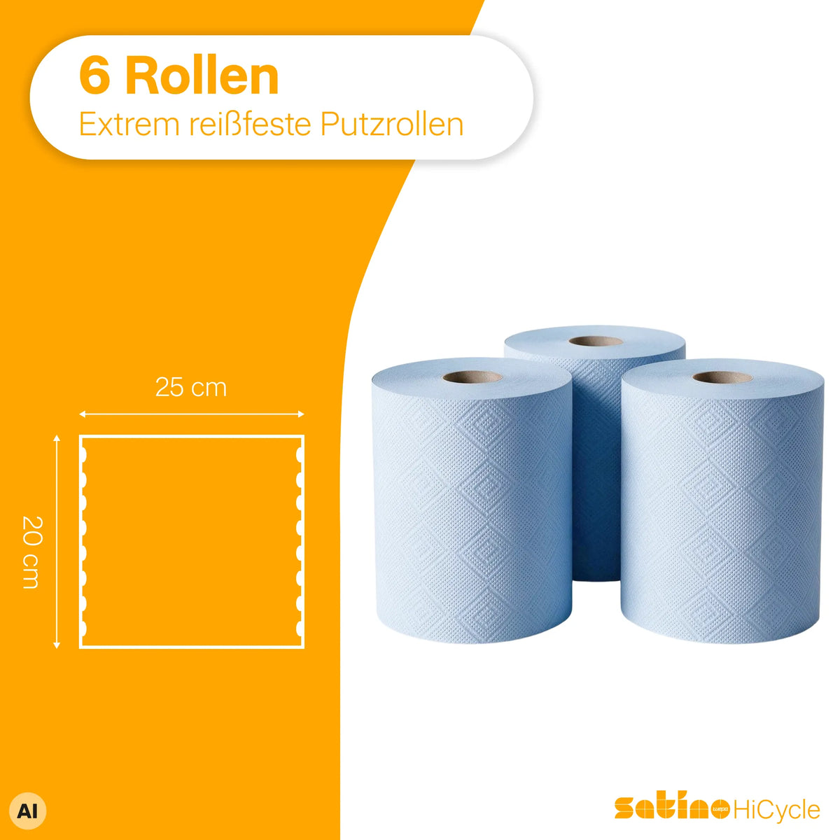 HiCycle Handtuchrollen Centerfeed blau 2-lagig – 150 m je Rolle
