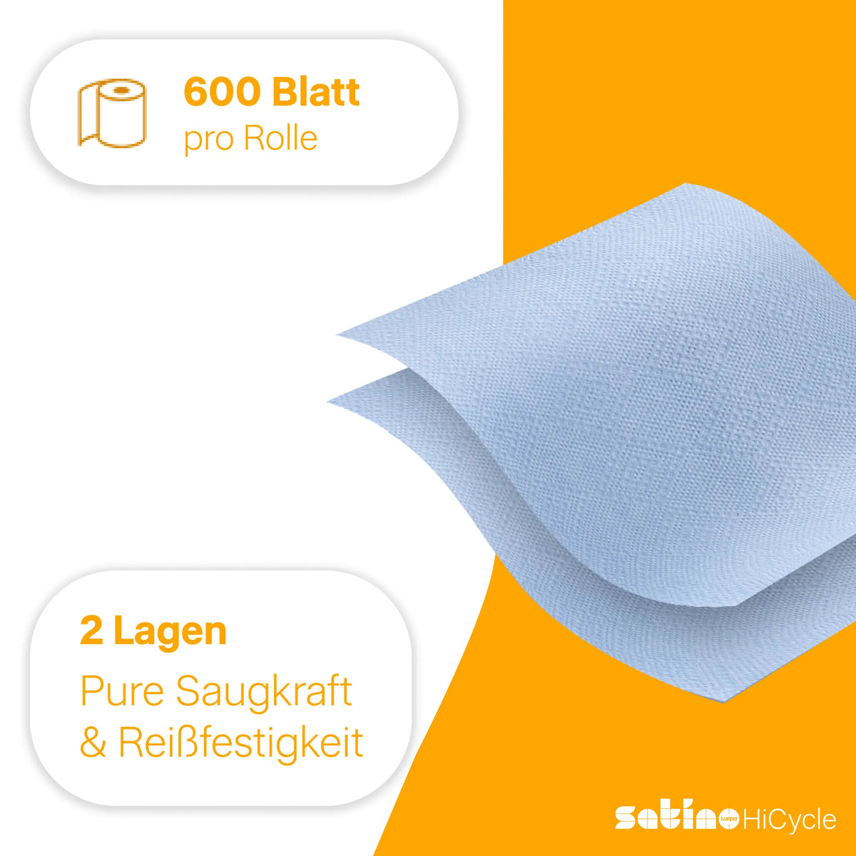 HiCycle Handtuchrollen Centerfeed blau 2-lagig – 150 m je Rolle