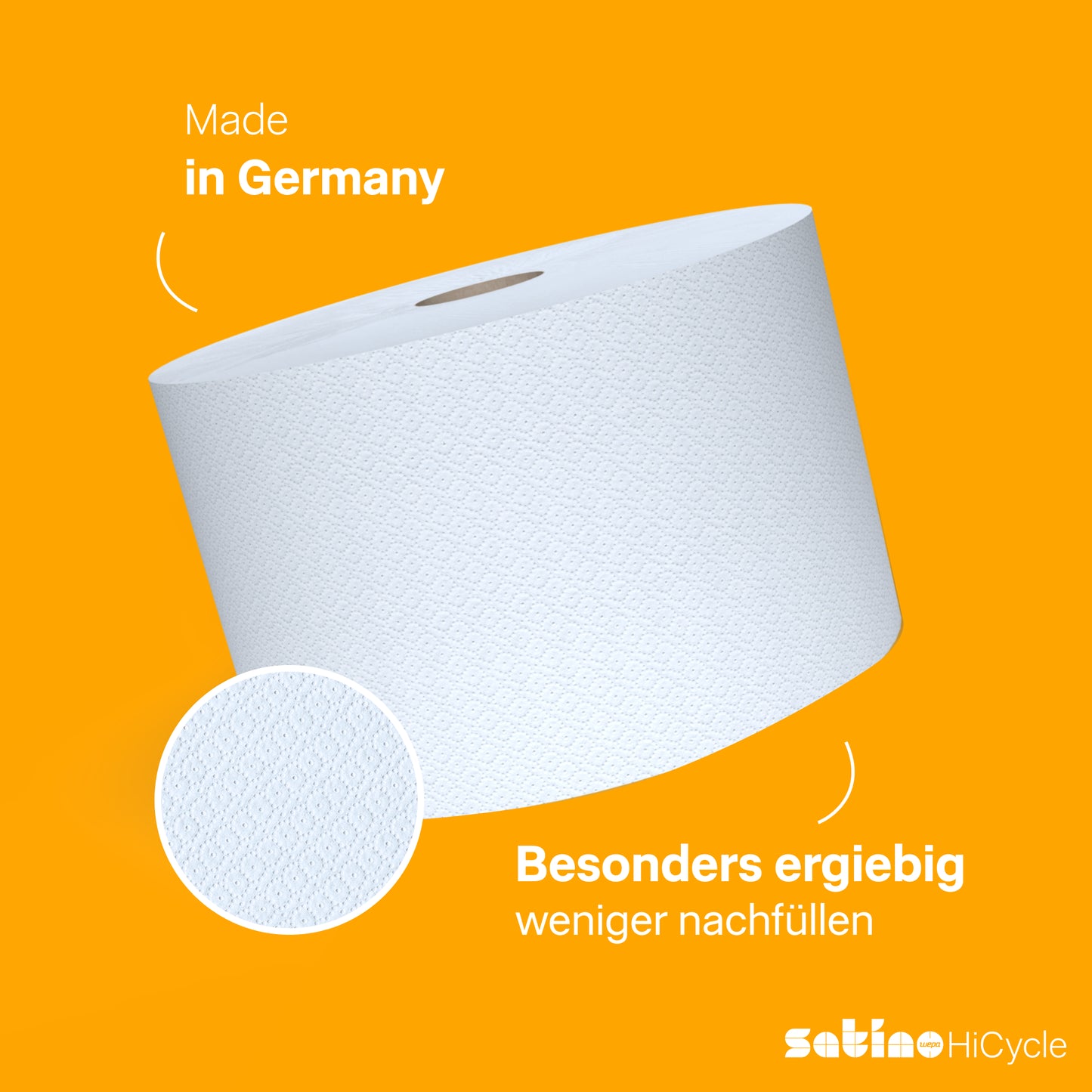 HiCycle Putzrollen 3-lagig – 2 Rollen à 1.000 Blatt – 23 × 35 cm