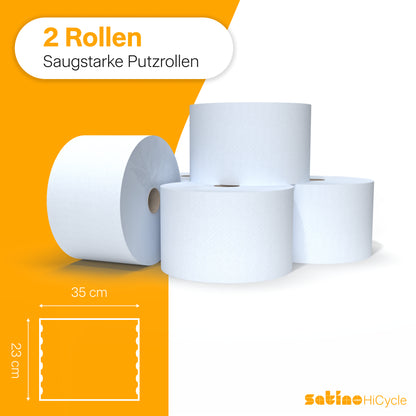 HiCycle Putzrollen 3-lagig – 2 Rollen à 1.000 Blatt – 23 × 35 cm