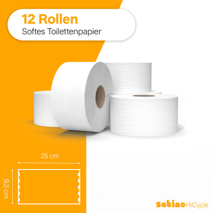HiCycle Toilettenpapier Großrollen 2-lagig – 180 m je Rolle – für JT1-Spender