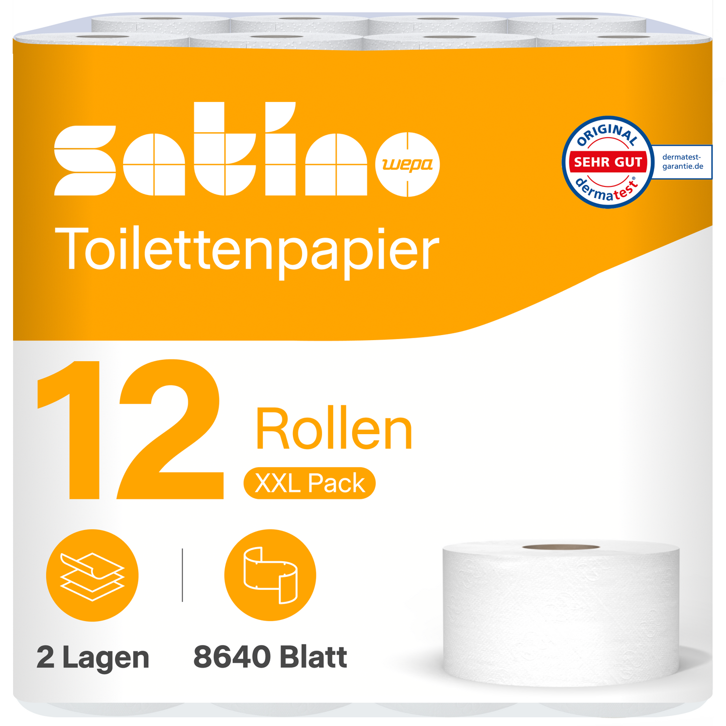 HiCycle Toilettenpapier Großrollen 2-lagig – 180 m je Rolle – für JT1-Spender – Art. 319311
