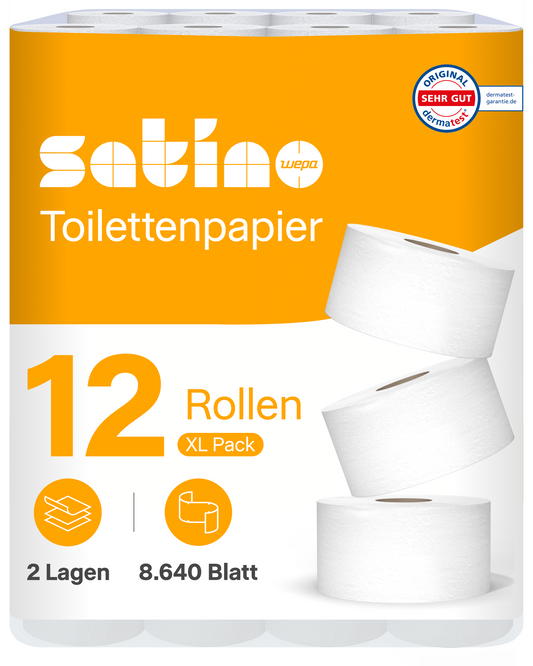 HiCycle Toilettenpapier Großrollen 2-lagig – 180 m je Rolle – für JT1-Spender
