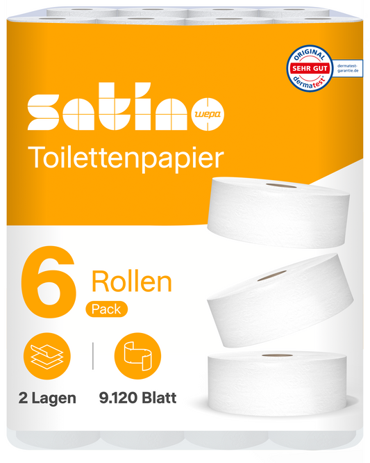 HiCycle Toilettenpapier Großrollen 2-lagig – 380 m je Rolle