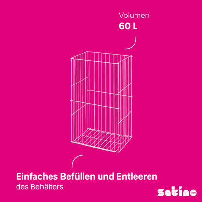 Abfallkorb 60 l – weiß – freistehend oder Wandmontage