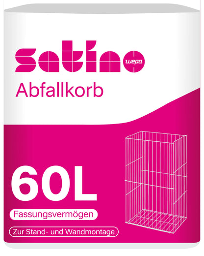 Abfallkorb 60 l – weiß – freistehend oder Wandmontage