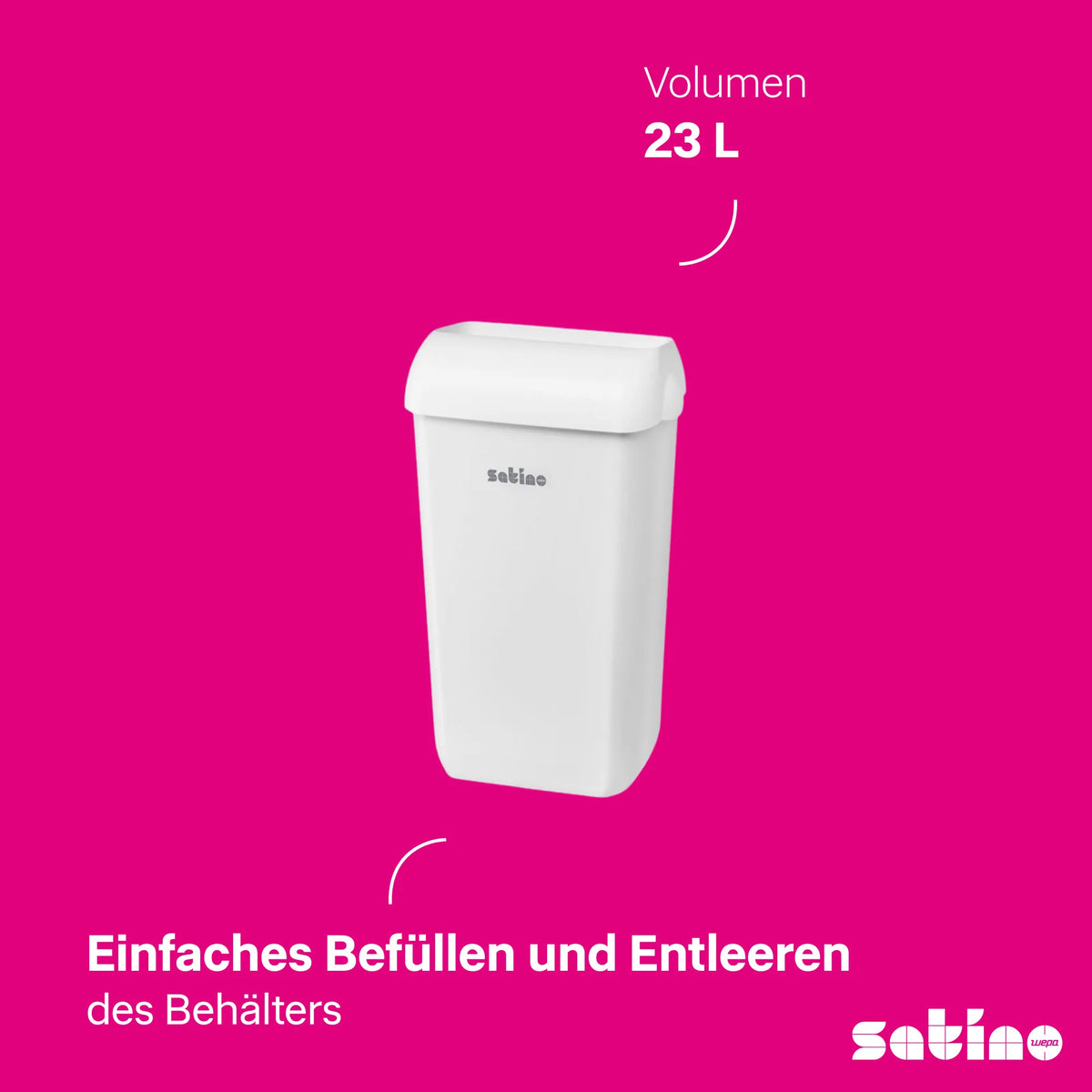 Abfalleimer 23 l – weiß – freistehend oder Wandmontage