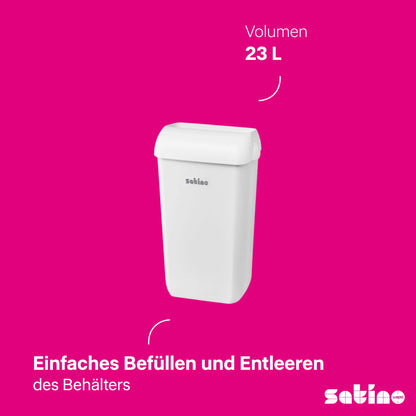 Abfalleimer 23 l – weiß – freistehend oder Wandmontage