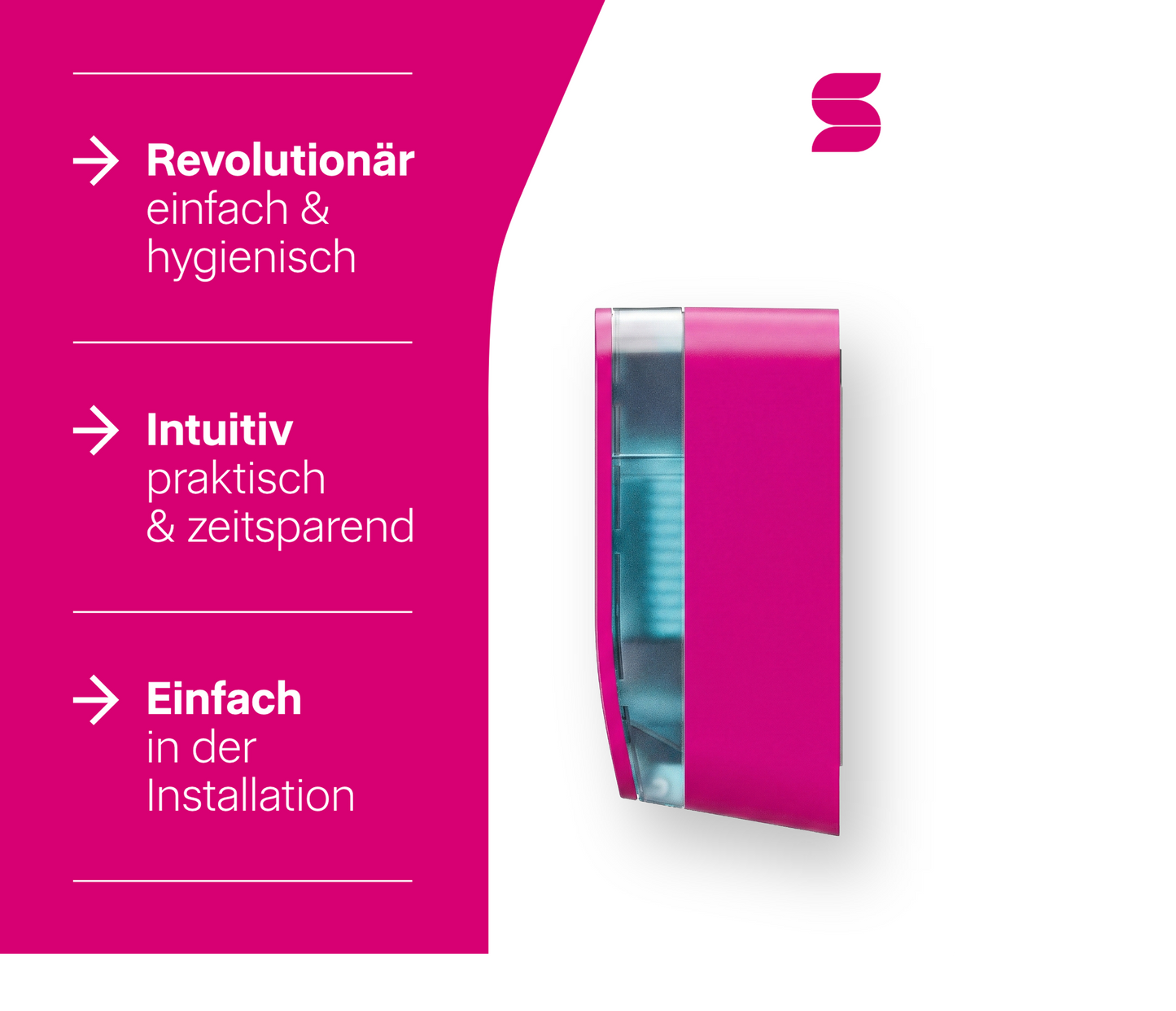 HYGINITY FemCare-Spender 3-in-1 – Binden, Tampons & Hygienebeutel – weiß, schwarz oder pink