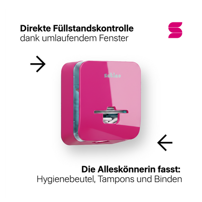 HYGINITY FemCare-Spender 3-in-1 – Binden, Tampons & Hygienebeutel – weiß, schwarz oder pink