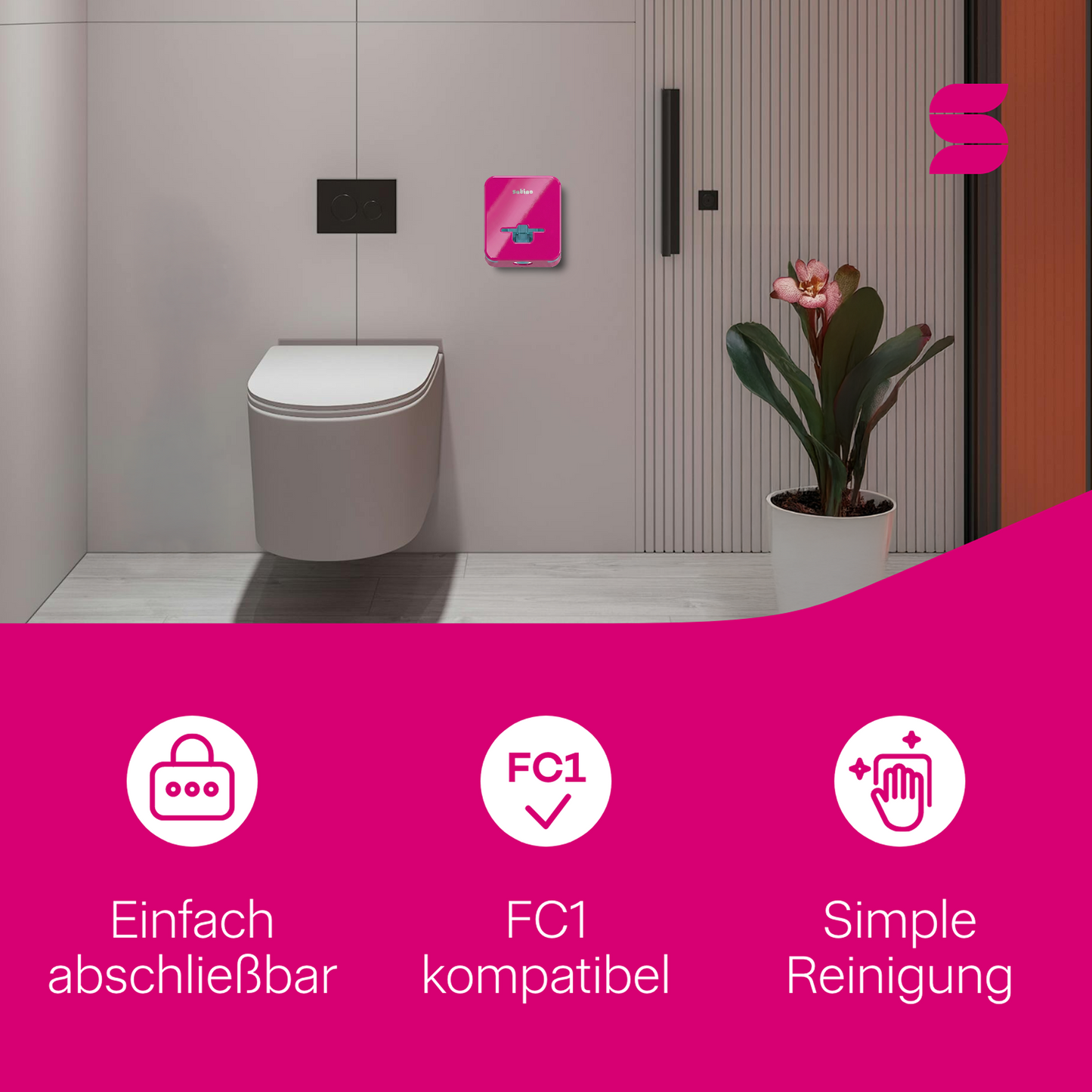 HYGINITY FemCare-Spender 3-in-1 – Binden, Tampons & Hygienebeutel – weiß, schwarz oder pink