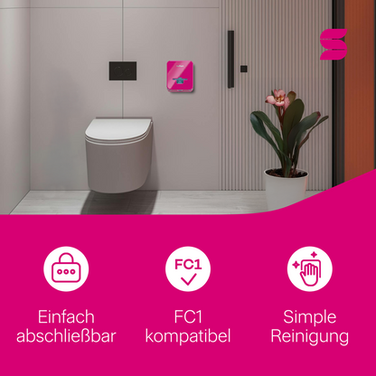 HYGINITY FemCare-Spender 3-in-1 – Binden, Tampons & Hygienebeutel – weiß, schwarz oder pink