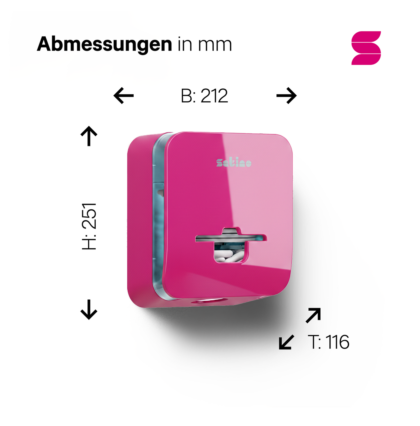 HYGINITY FemCare-Spender 3-in-1 – Binden, Tampons & Hygienebeutel – weiß, schwarz oder pink