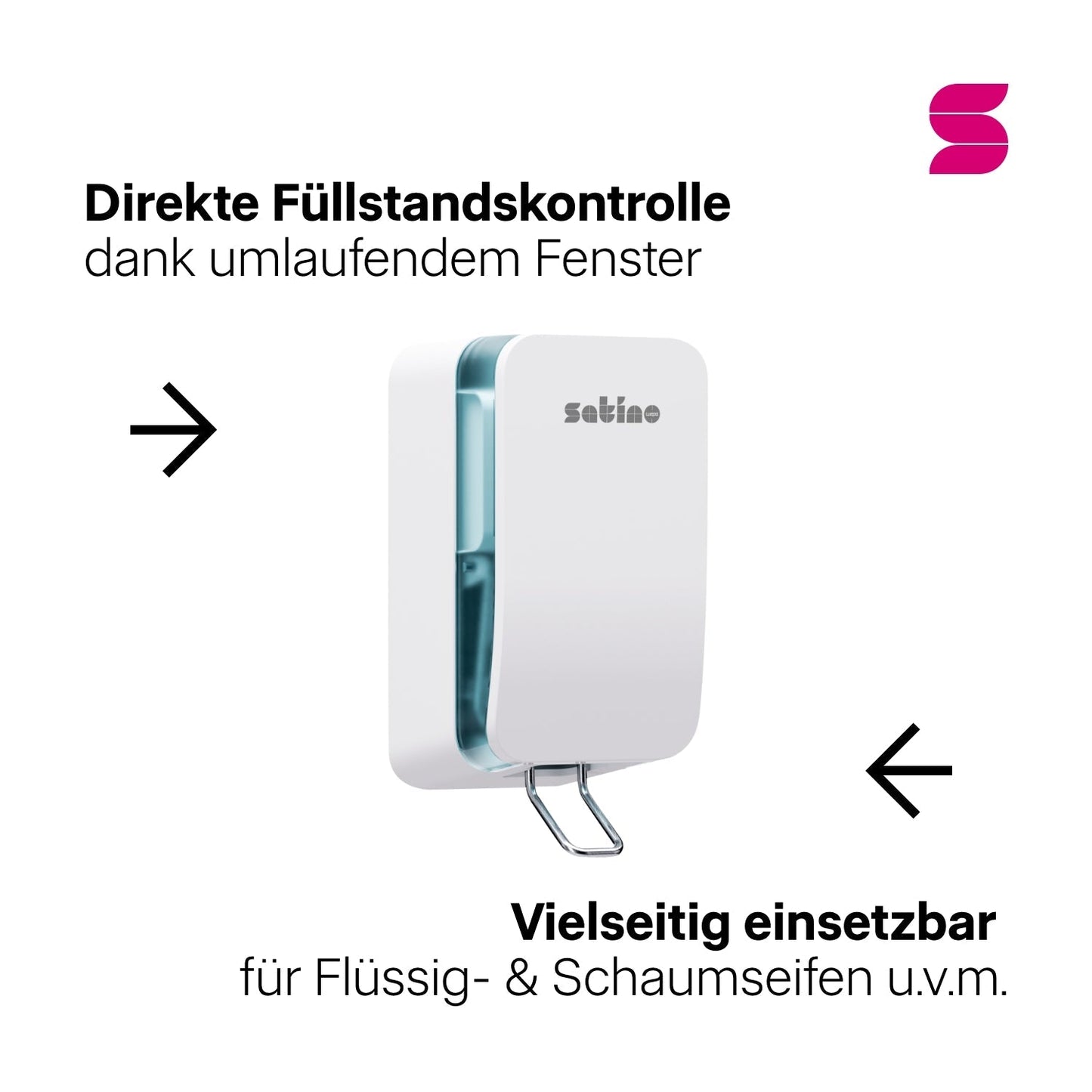 HYGINITY Seifenspender 3-in-1 manuell – 500 ml – weiß oder schwarz