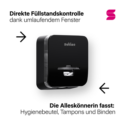 HYGINITY FemCare-Spender 3-in-1 – Binden, Tampons & Hygienebeutel – weiß, schwarz oder pink