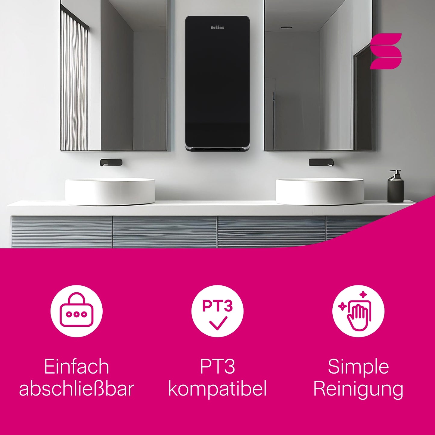 HYGINITY Falthandtuchspender XL Interfold – Einzelblattausgabe – weiß oder schwarz