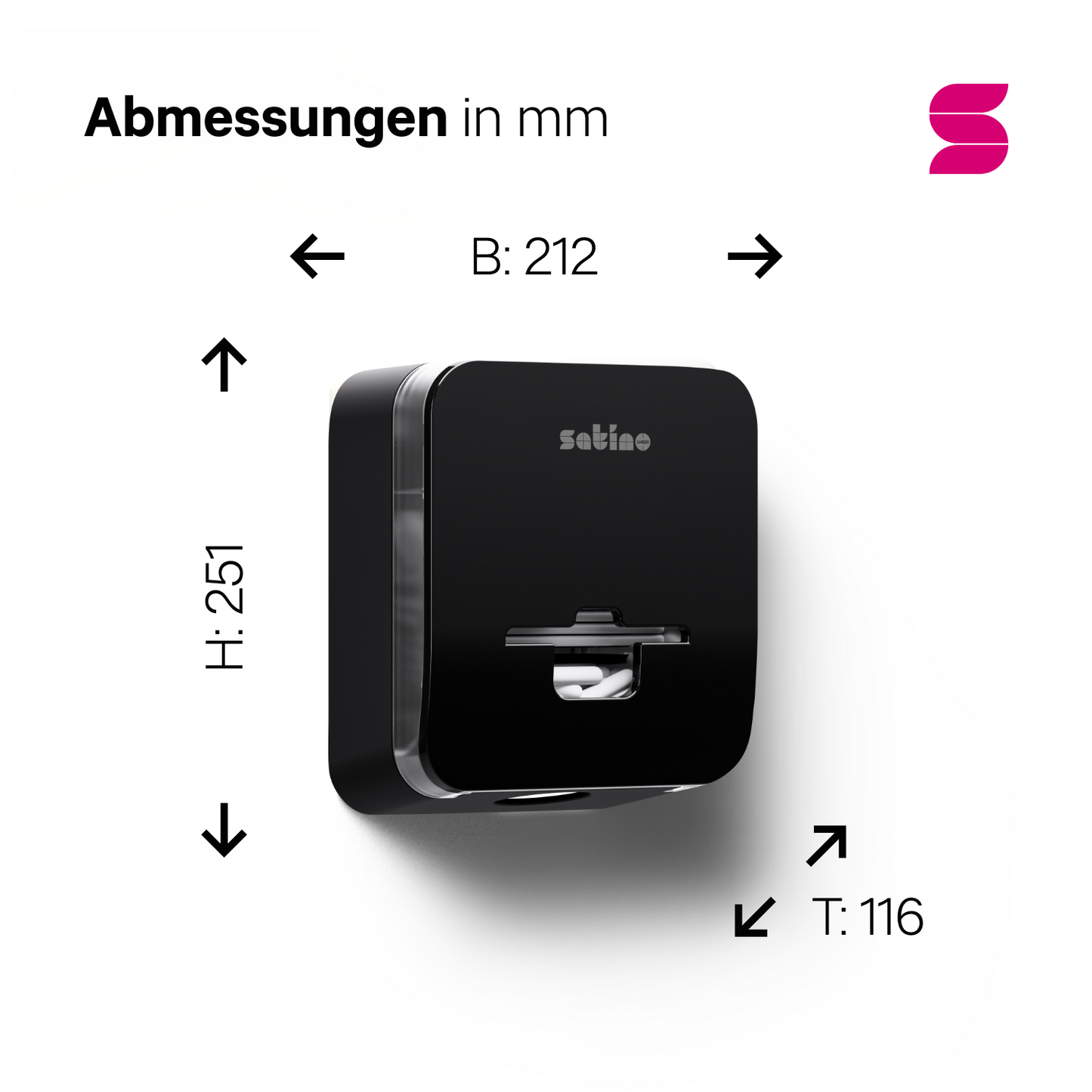 HYGINITY FemCare-Spender 3-in-1 – Binden, Tampons & Hygienebeutel – weiß, schwarz oder pink