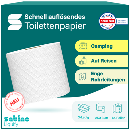 Liquify Toilettenpapier 3-lagig – 64 Rollen à 250 Blatt – Art. 070561