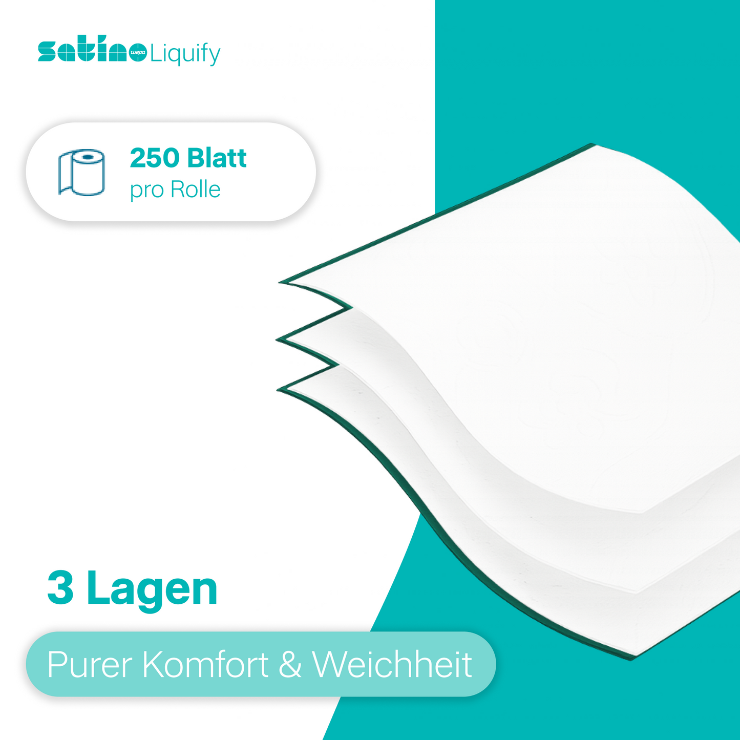 Liquify Toilettenpapier 3-lagig – 64 Rollen à 250 Blatt