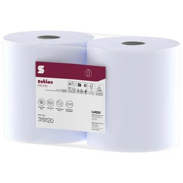 HiLine Putzrollen blau 2-lagig – 2 Rollen à 1.000 Blatt – 23 × 35 cm – Art. 319131