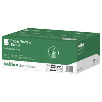 GreenGrow Papierhandtücher Z-Falz 2-lagig – 3.750 Blatt – 20,6 × 24 cm – Art. 278611